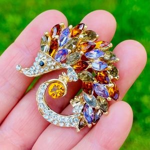 Hedgehog Brooch Hedgehog Pin Rhinestone Hedgehog Pendent